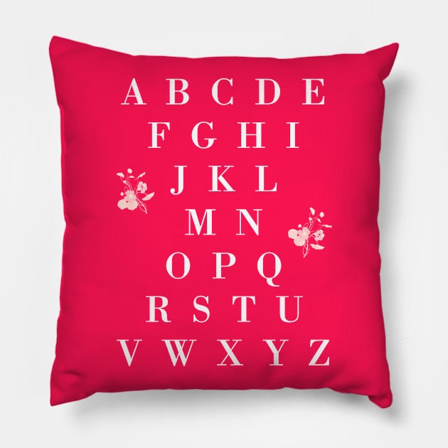 English Alphabet with Flowers Pillow by TheDaintyTaurus