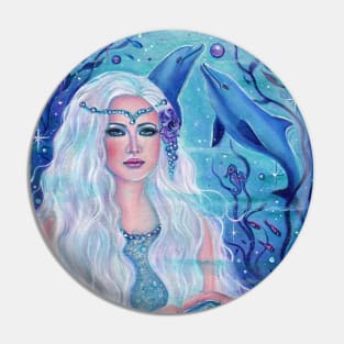 Pearl mermaid with dolphins by Renee Lavoie Pin