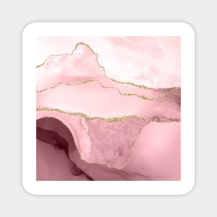 Watercolor Agate, Blush Pink Burgundy Faux Gold Veins Magnet