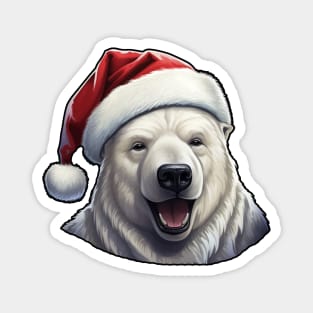 Polar Bear Wearing a Santa Hat Magnet