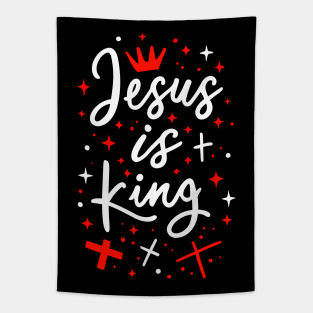 Christian Quote of Jesus is King Tapestry