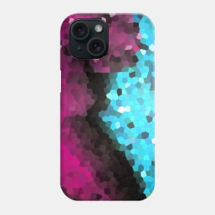 Blue purple pixel art mosaic geometric pattern Phone Case