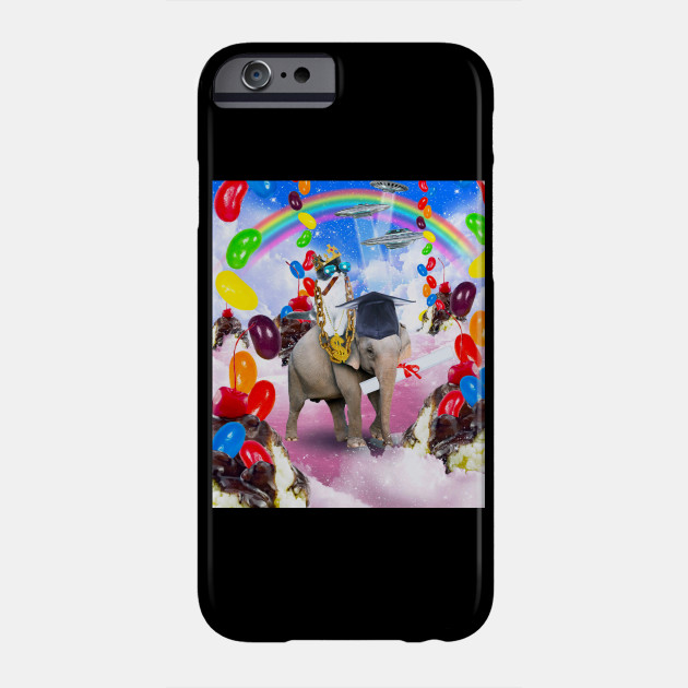 Cat Riding Elephant With Sundae And Jelly Beans Flying Phone