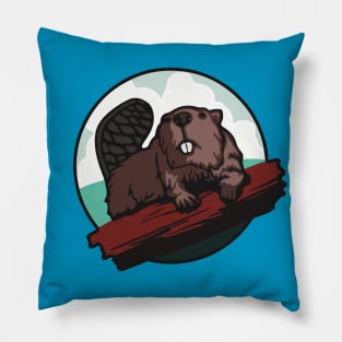 Beaver on a Log Pillow