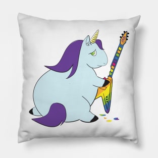 Chubby Unicorn Bites Rainbow Guitar Pillow