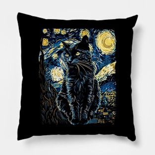 Cat Starry Night Cosmic Whiskers Pillow