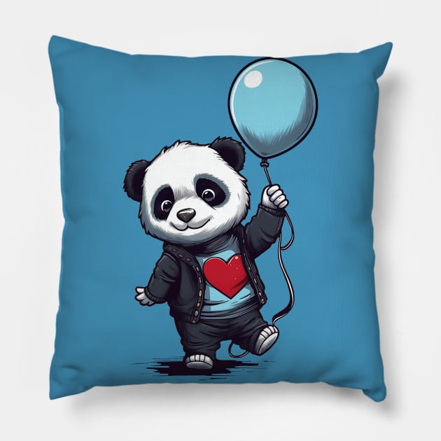 Little Baby Panda with Balloon Pillow by DavidLoblaw