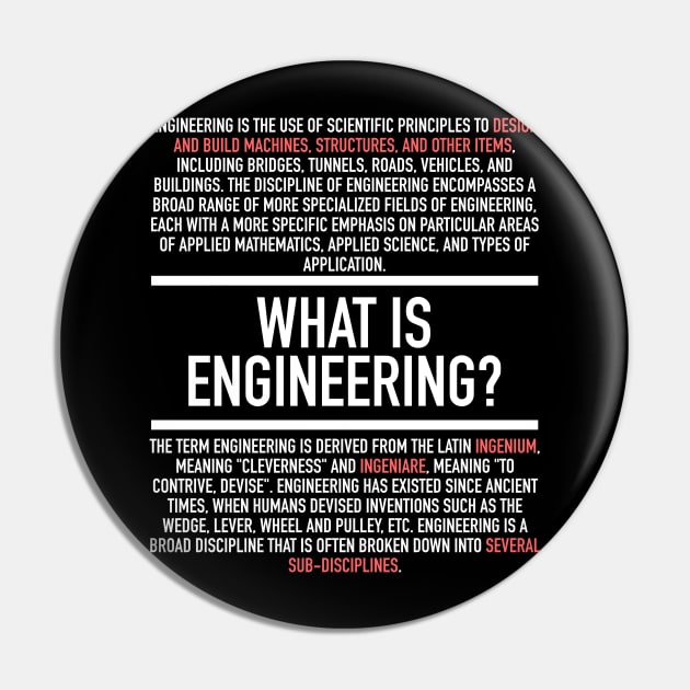 Engineering Defined - Engineer Pin by Hidden Verb