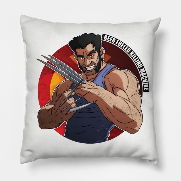 Beer fueled killing machine Pillow by leomon32