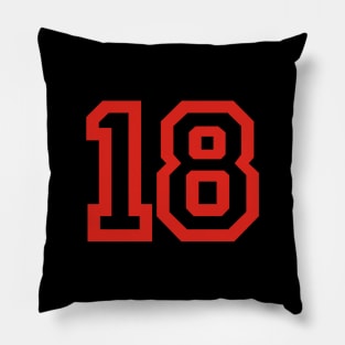 Sports Shirt #18 (red letters) Pillow