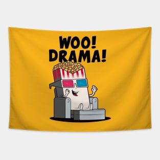 Woo! Drama! Funny popcorn character loves drama! (on light colors) Tapestry