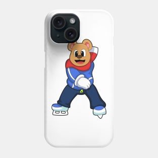 Bear at Ice skating with Ice skates Phone Case