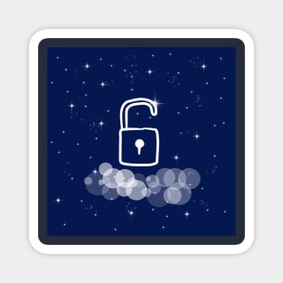 open lock, open path, freedom, open, illustration, night, cosmoc, space, galaxy, stars Magnet