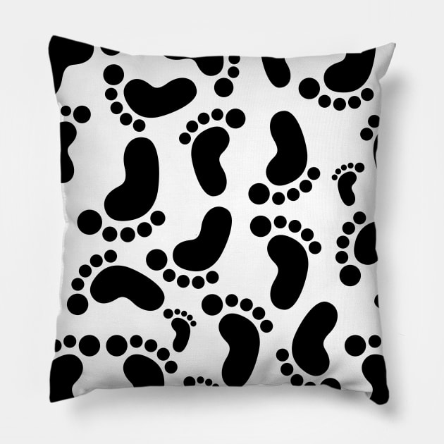 Funny Footprints Pattern Pillow by Valentin Cristescu