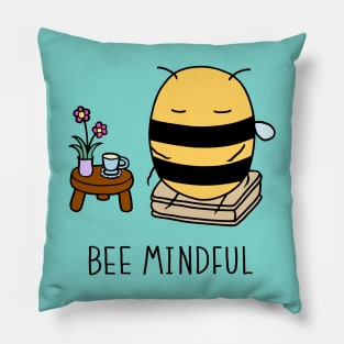 Bee Mindful - Turquoise Pillow