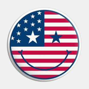 American Flag Retro Cute Smiley Face Pin