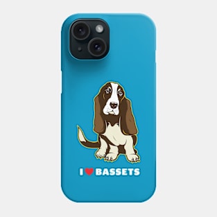 I Love Bassets Dog Art Phone Case