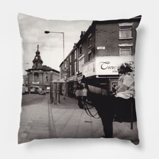 Police horse on duty during a football match - Burslem, Stoke on Trent, UK, 1996 Pillow