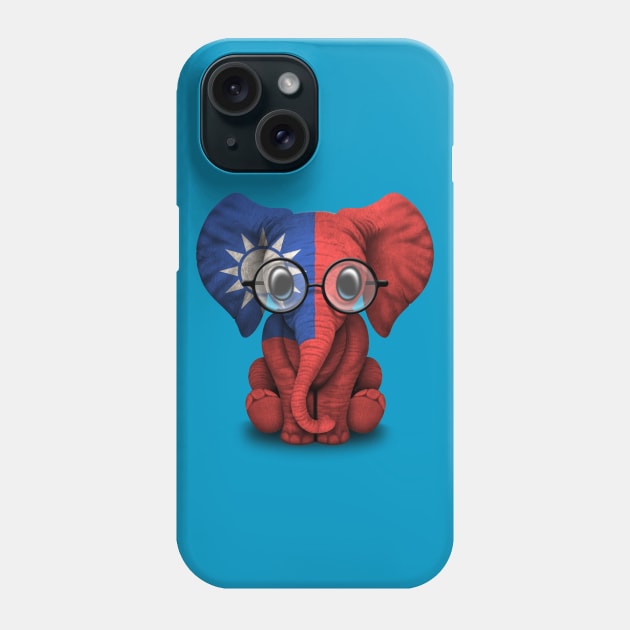 Baby Elephant with Glasses and Taiwanese Flag Phone Case by jeffbartels