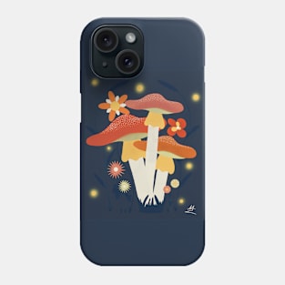 Colorful Mushrooms & Abstract Flowers - Nightfall Phone Case