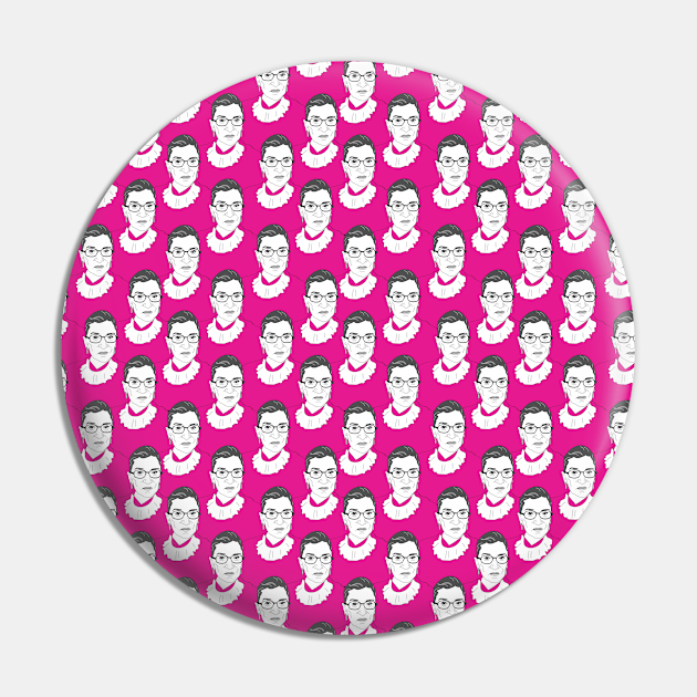 Ruth Bader Ginsburg Pattern Hot Pink - Ruth Bader Ginsburg - Pin