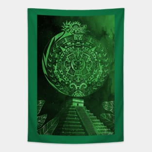 the mexican pyramids in teotihuacan green dragon aztec calendar Tapestry