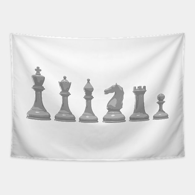 White Chess Pieces Tapestry by PH-Design