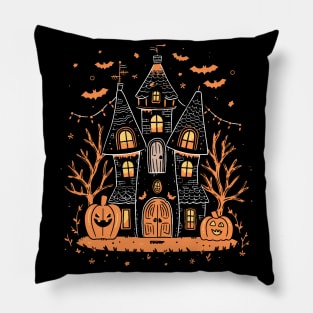 Spooky House Halloween Shirt, Eerie Haunted Mansion Tee, Ghost Home Top, Creepy Castle Tee, Trick-or-Treat T-Shirt, Gift Pillow