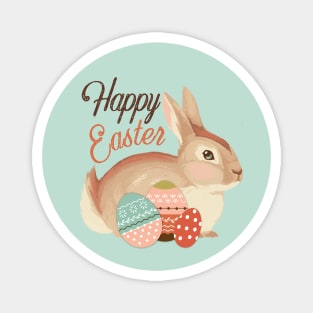 Happy Easter. Cute easter bunny. Rabbit loaf. Magnet