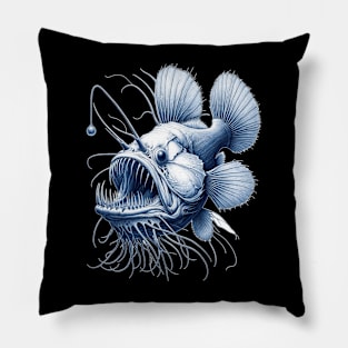 19th-Century Natural History-Inspired Angler Fish Design" Pillow