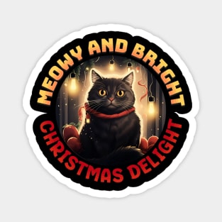 meowy and bright christmas delight Magnet