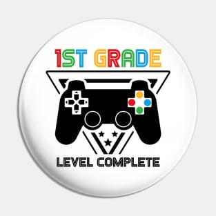 1st Grade Level Complete Graduation Gamer Boys Kids Pin