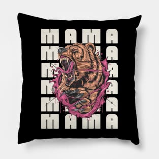 Mama Bear, Grizzly Bear Mom Design, Snarling Mama Bear Pillow
