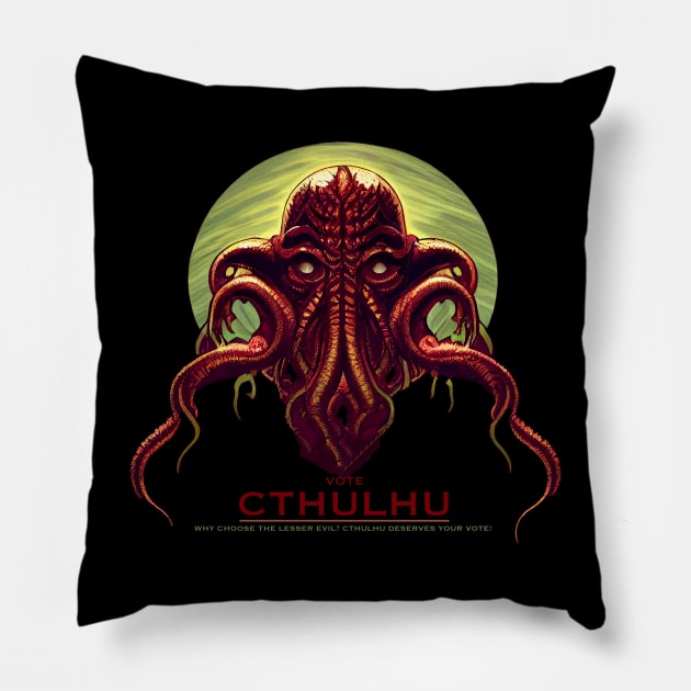 Cthulhu for President Pillow by Gelo Kavon