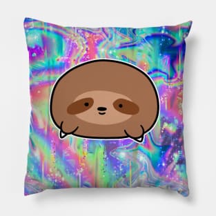 Chubby Sloth Blob Rainbow Holographic Pillow