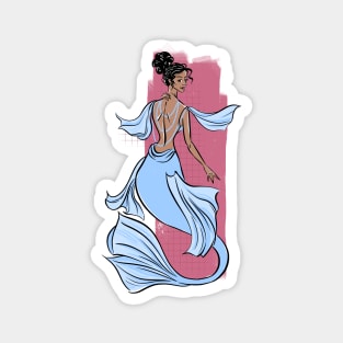 lovely sky blue mermaid with tan skin Magnet