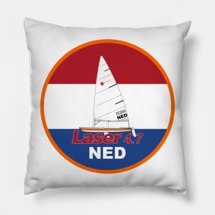 laser class sailboat on flag Netherlands Pillow