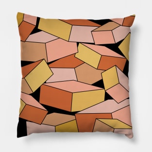 Outside The Box - Mod Abstract - Yellow, Pink, Tan Pillow