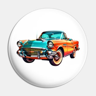 Colored Classic Car Design in Vibrant Vector Style Pin