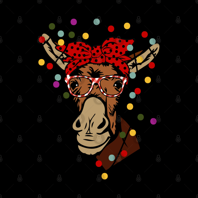 Funny cute Heifer cow wearing a bandanna and glasses Christmas gift by BadDesignCo