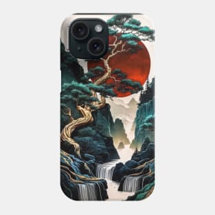 Japan red moon tree Komorebi Phone Case