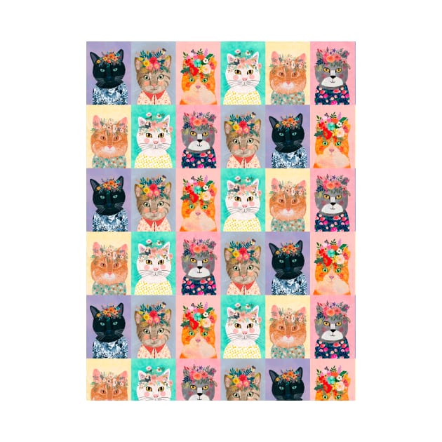 Cat Land Cute cats with flower crowns by MiaCharro