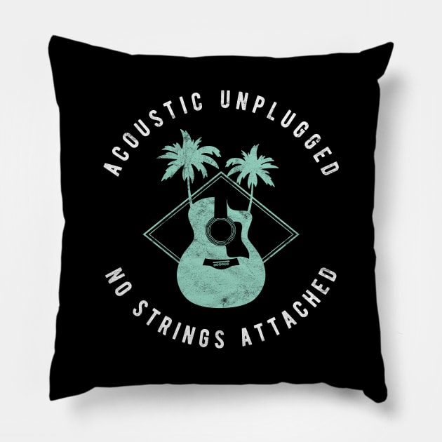 Acoustic Unplugged No Strings Attached Dark Theme Pillow by nightsworthy