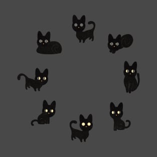 Black Cats Moon Phases T-Shirt