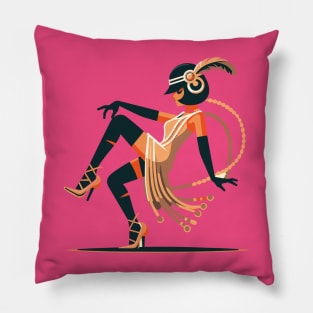 Jazz Age Jubilee: 1930s Rubber Hose Flapper Dancer Pillow