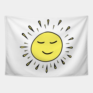 Smilling Sun Yellow Hand Drawing Tapestry