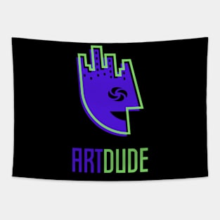 YourArtDude Logo In Blue And Lime Tapestry