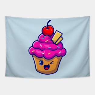 Cute Cup Cake Cartoon Tapestry