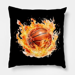 Flamming Basketball Watercolor Pillow