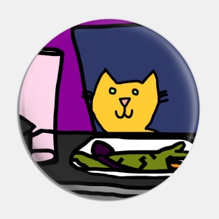 Cat at a table Pin